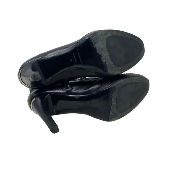 BURBERRY Brogue Leather Laser Cut Lace Up Stiletto Boots Size 40 or US 10 - Picture 9 of 13